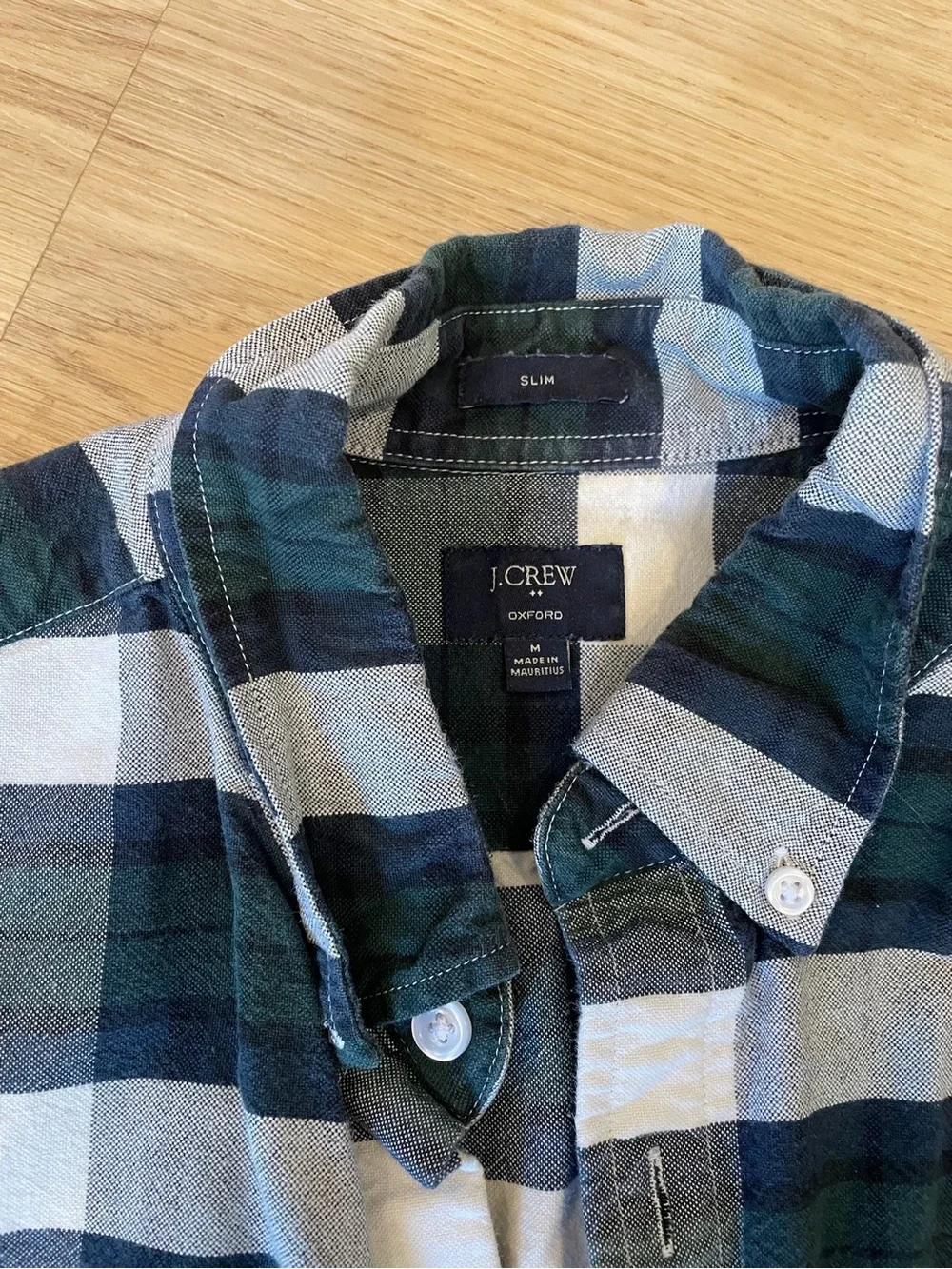J. Crew Black, White & Dark Green Plaid Button-Down Shirt
